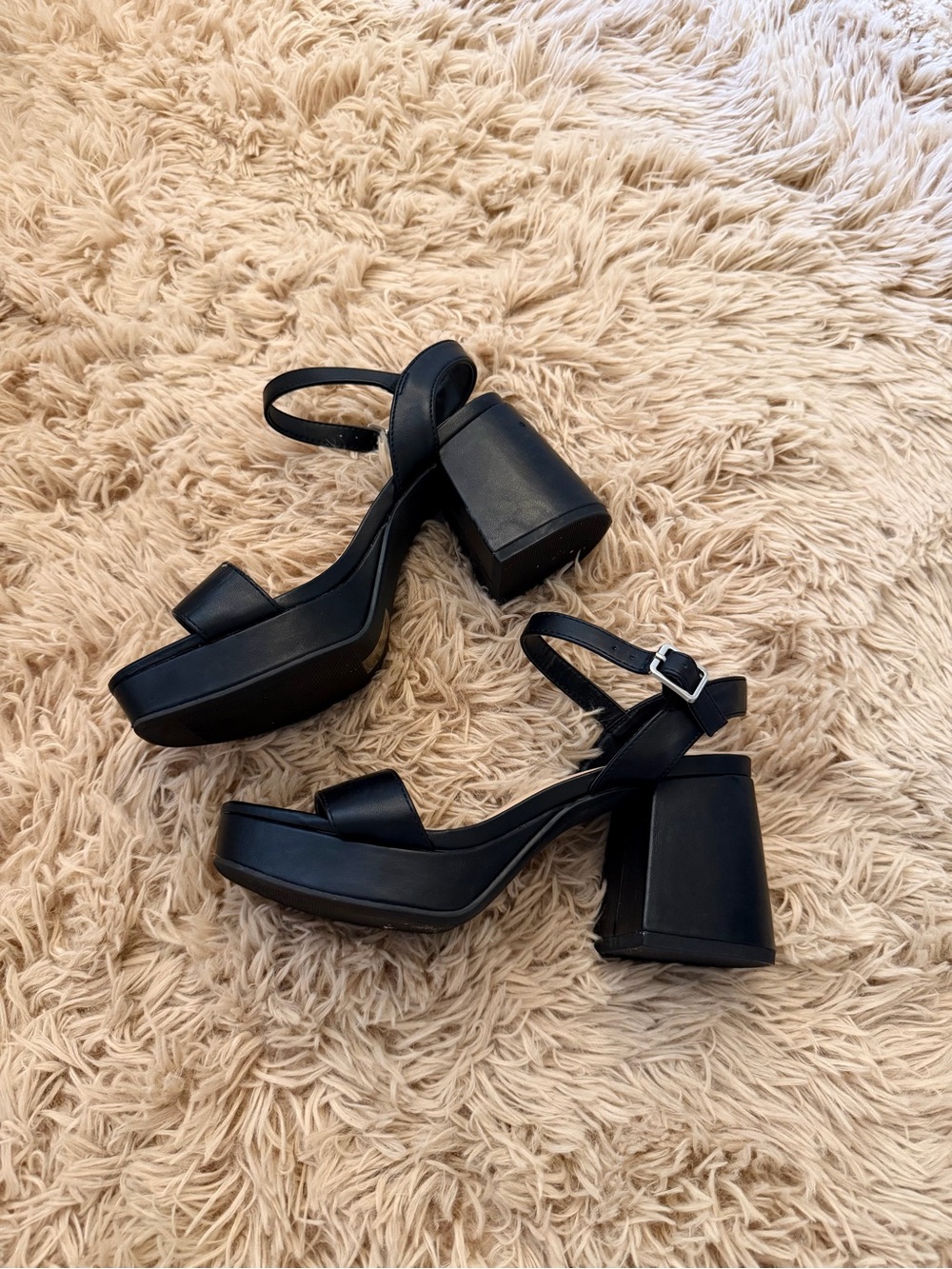 Classic Black Chunky Heels - Womenโs Size 5.5